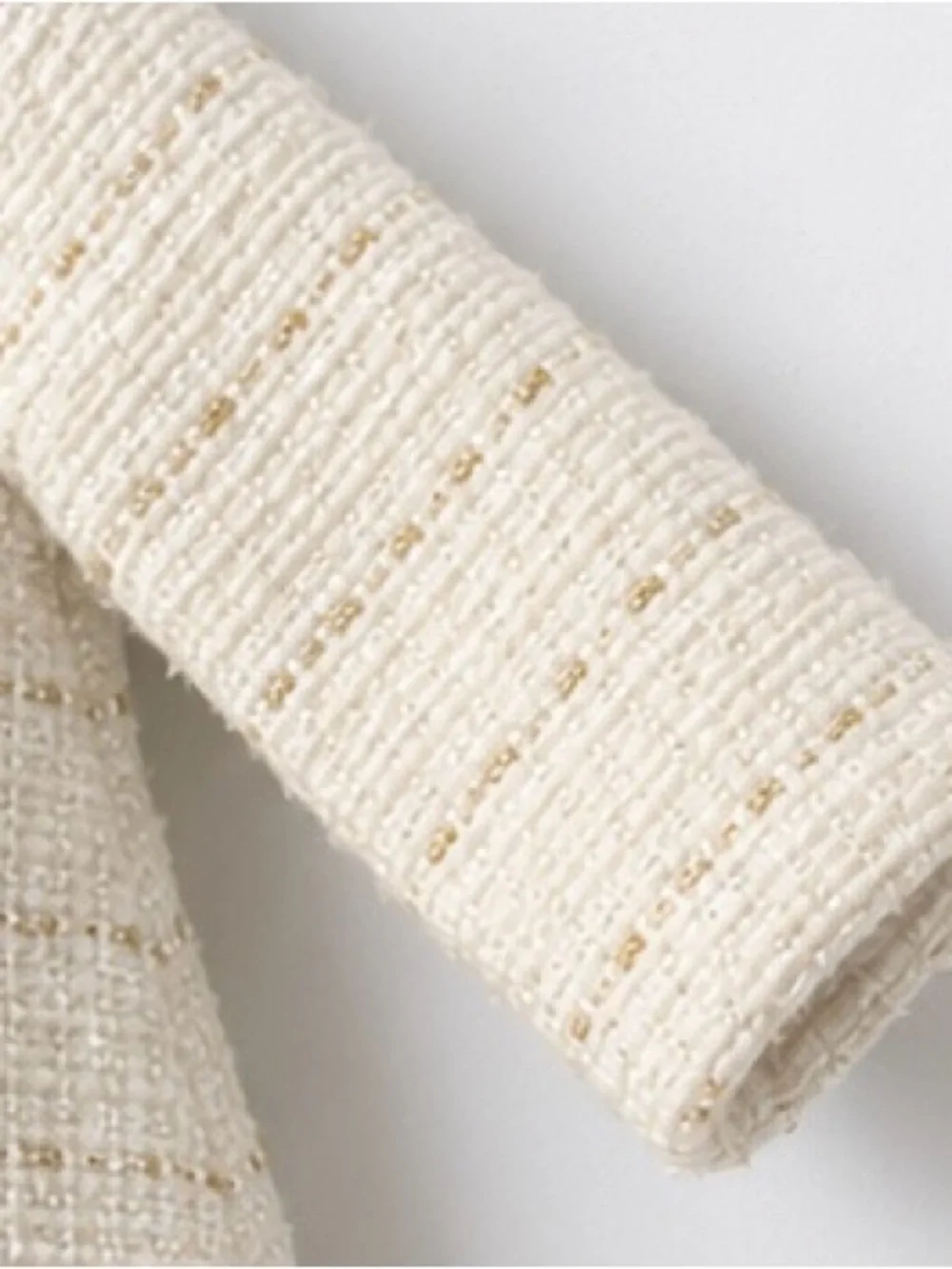 Biscotti Cream Tweed Girl's Coat with Gold Thread